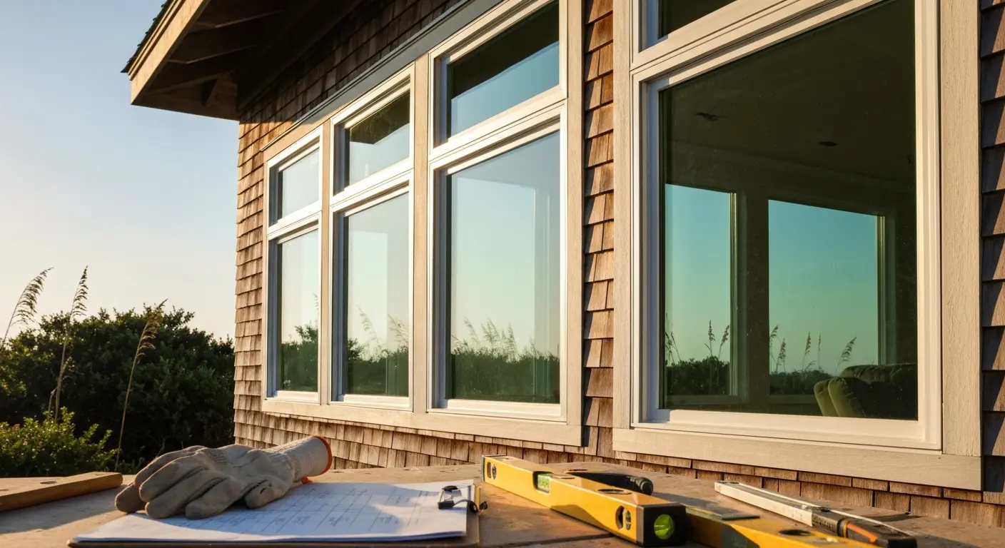 Window installation on Outer Banks coastal home