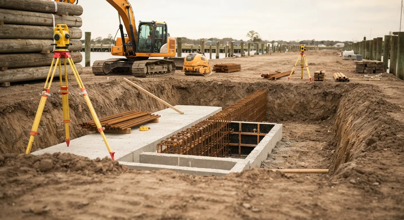 Dock and bulkhead construction site