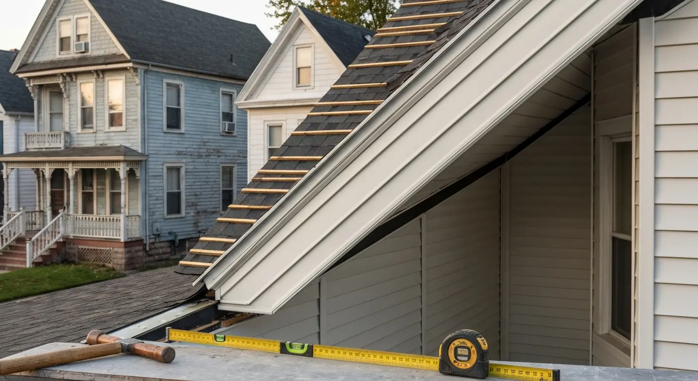 Whole home exterior renovation with siding and roofing updates