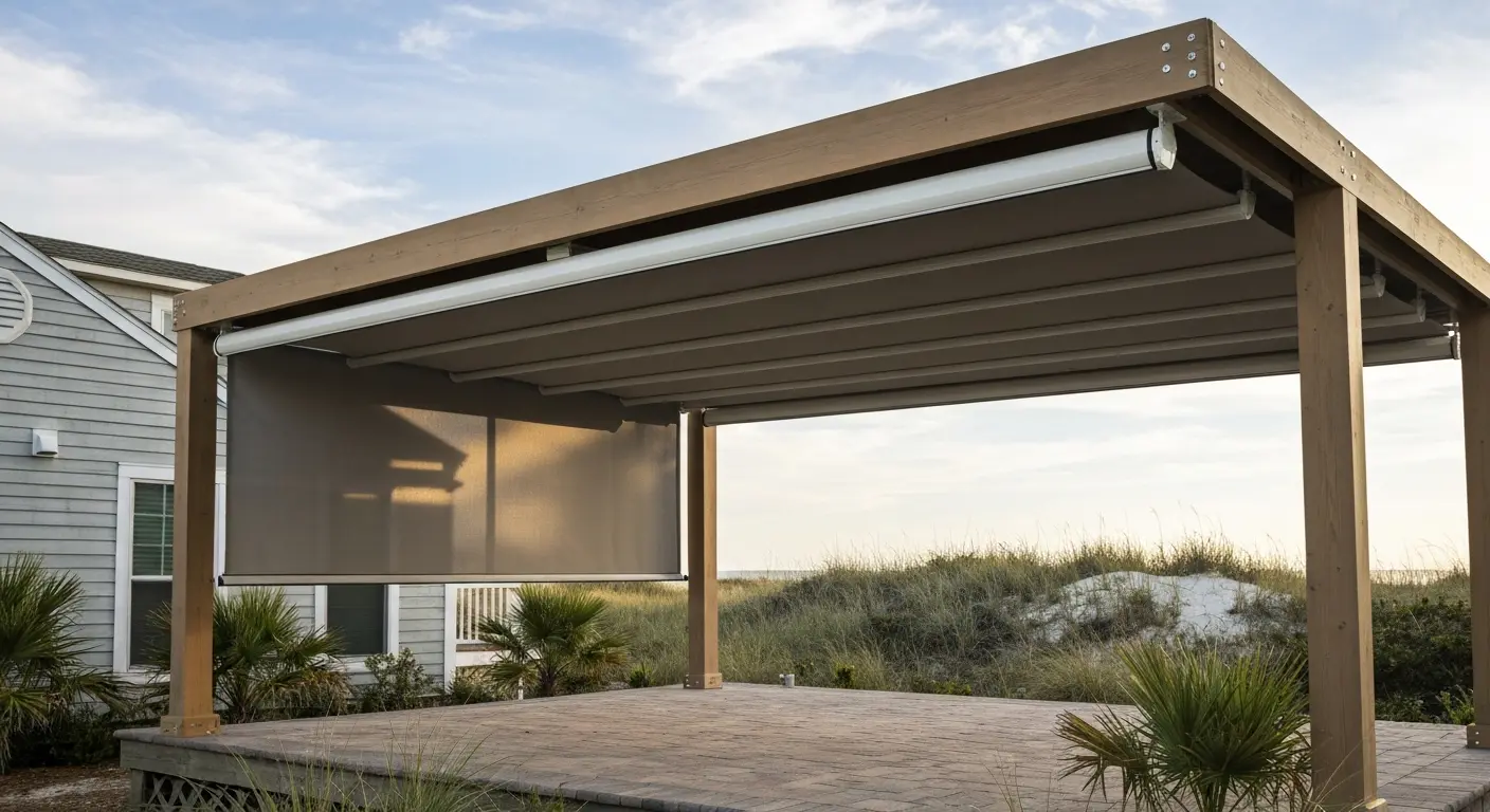 Retractable shade pergola