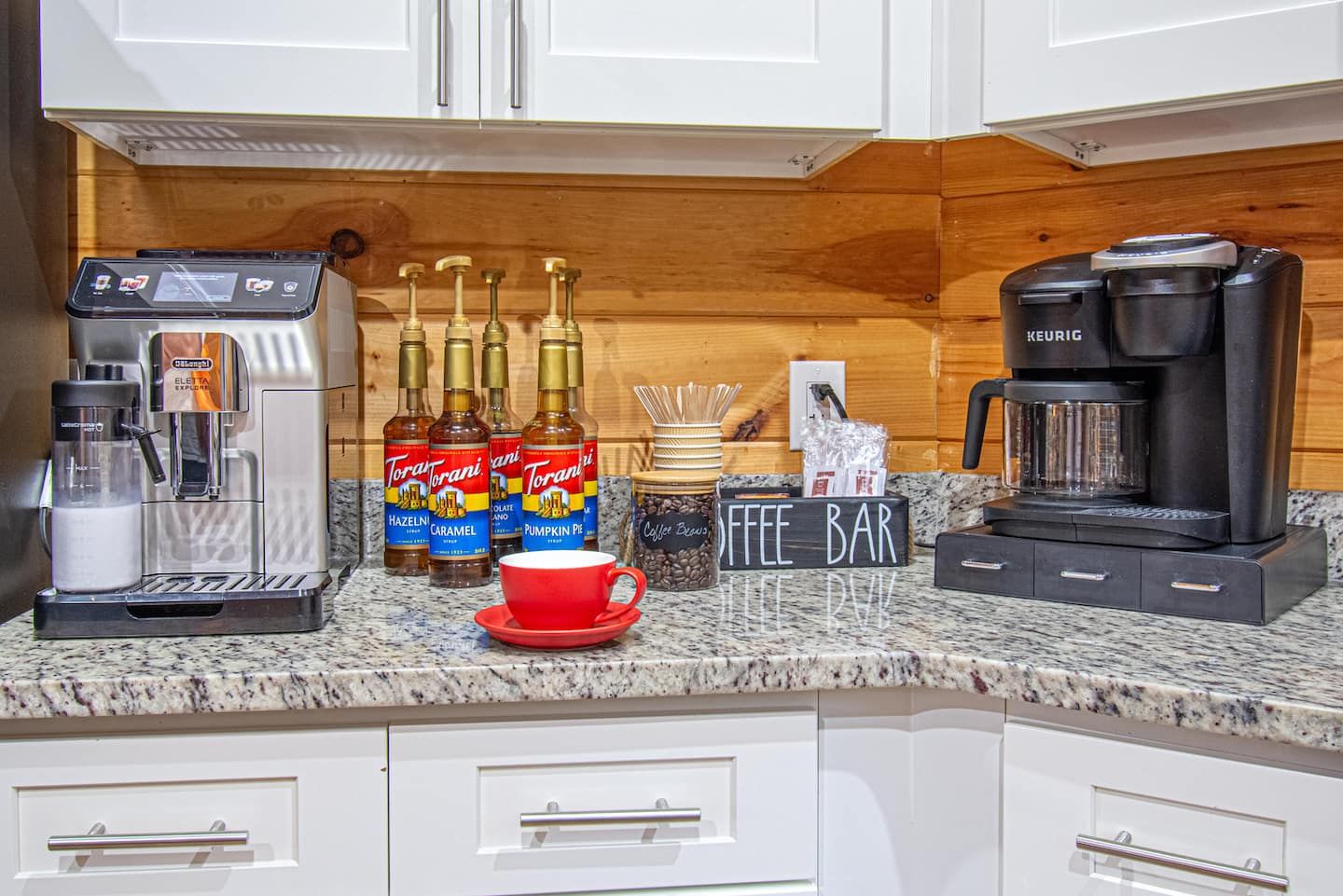 Enjoy barista-quality coffee beverages with the touch of a button with our automatic espresso machine and milk foamer.