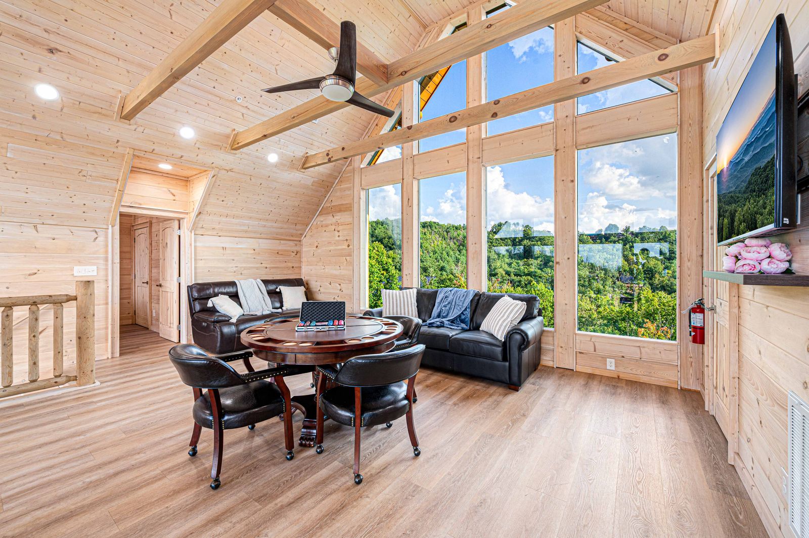 Loft sitting area with a poker table