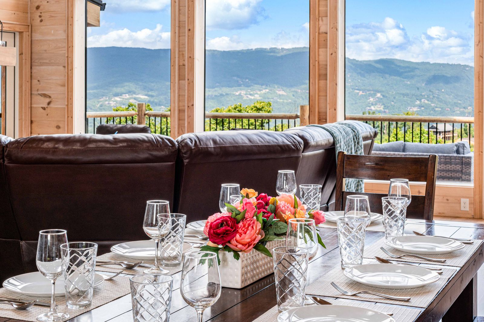 Table set for dinner in front of the view