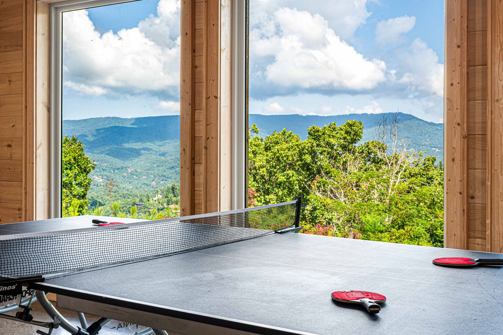 Ping pong with a mountain view