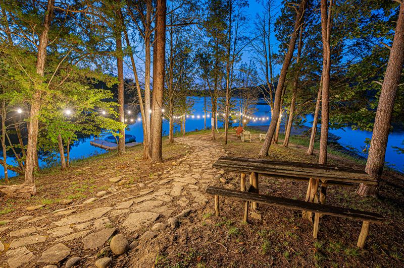 Picnic table by the water