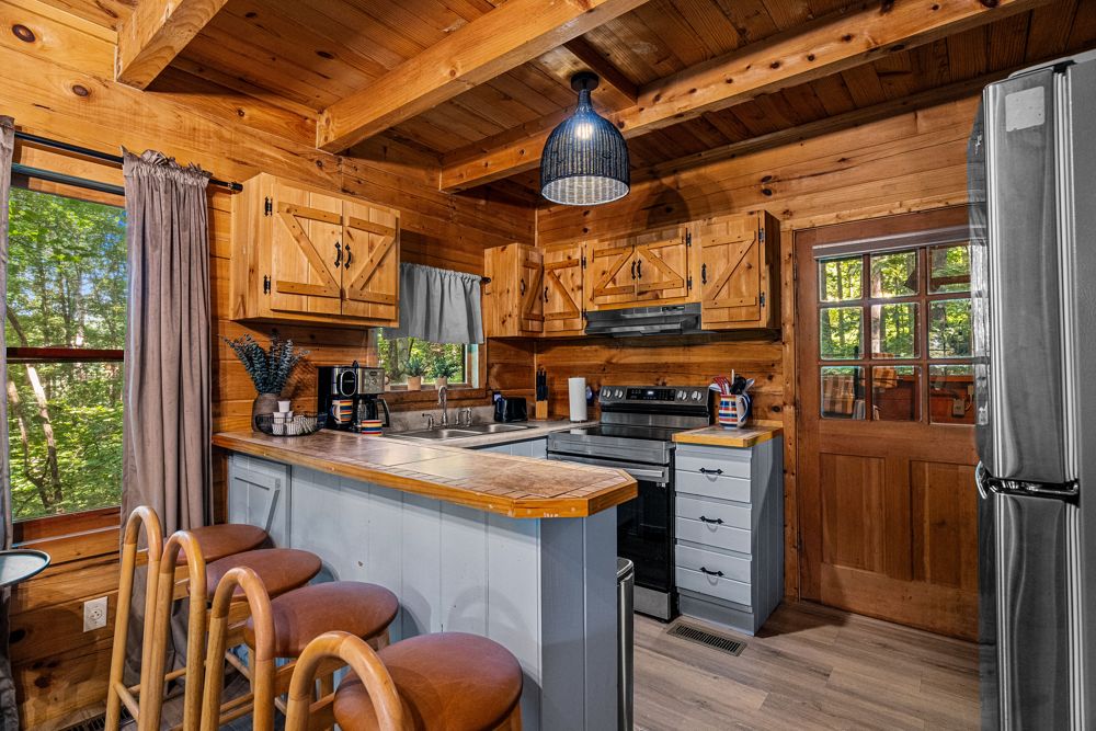 The kitchen with bar seating