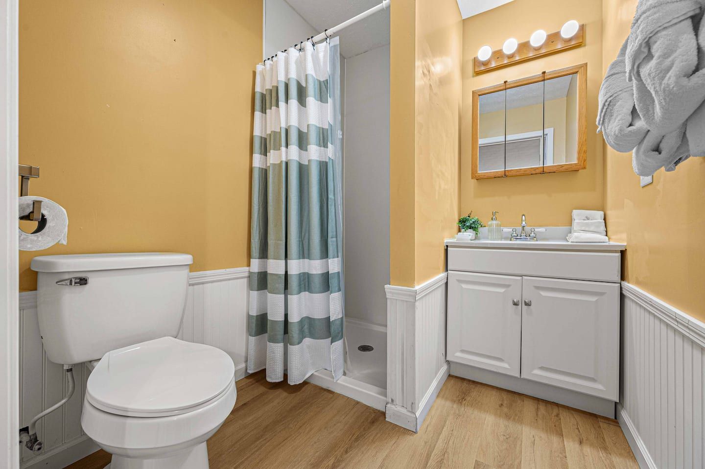 A private full bathroom in the garage apartment, so nobody has to cross the yard at night.