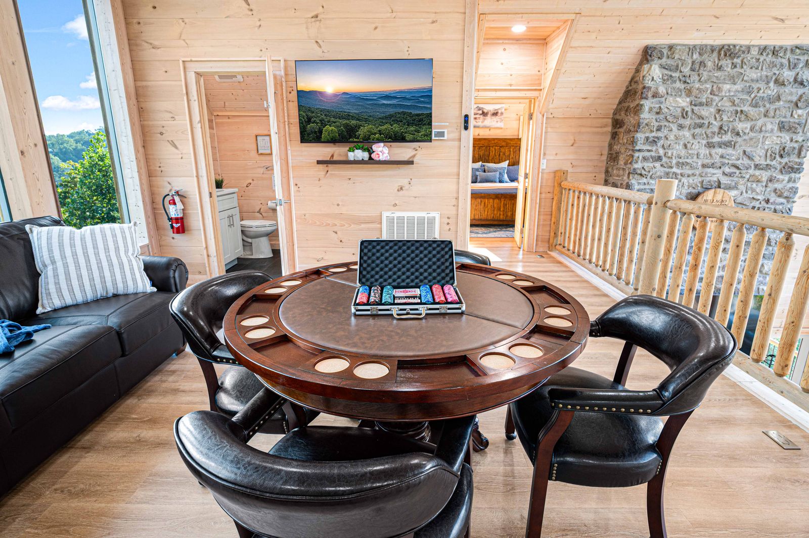 The poker table in the loft