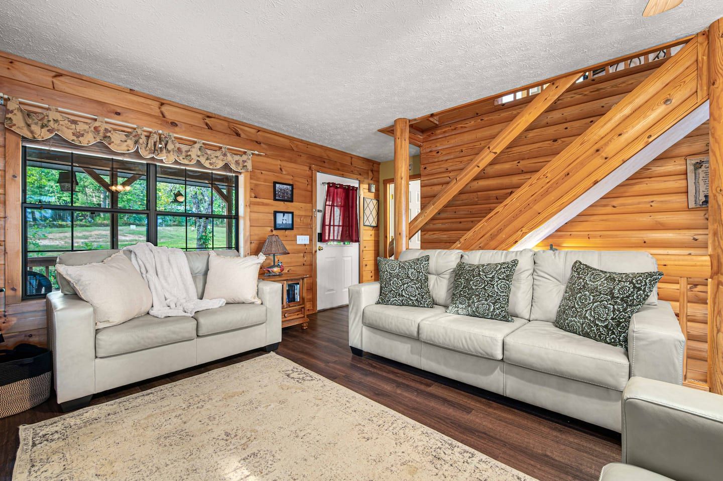 When everyone comes in off the lake, the open living room is where they land. Room to spread out and nothing left to do.