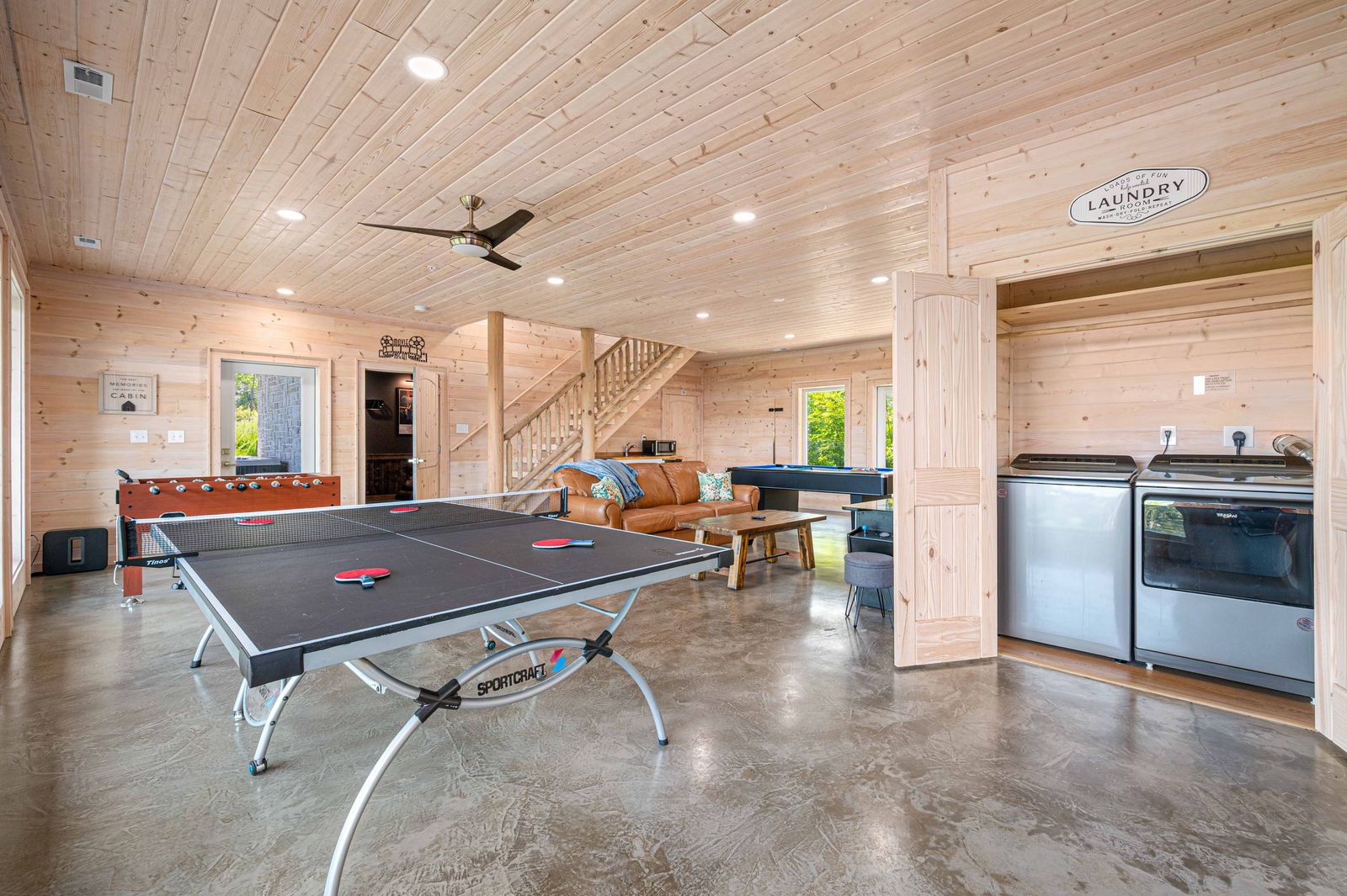 Game room with ping pong, foosball, and pool