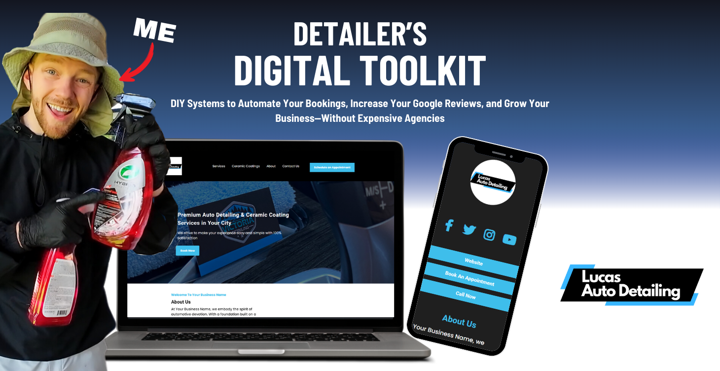Lucas Neuman Skool community for auto detailers looking to scale their businesses with paid adsdetailers digital toolkit