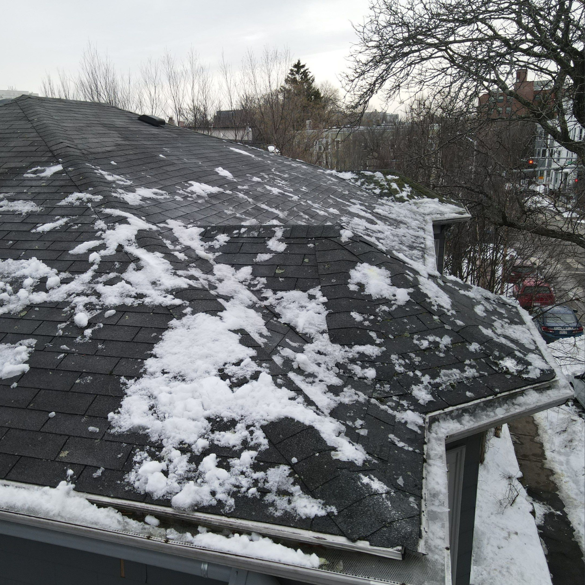 roof edge affected by snow and ice