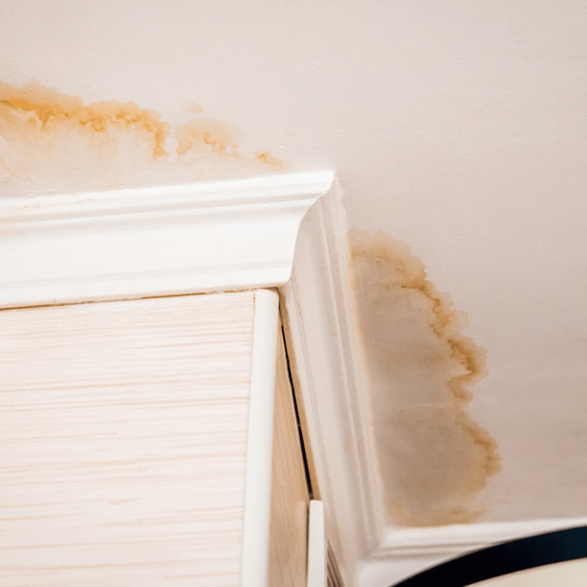 Interior water stain from possible ice dam roof leak