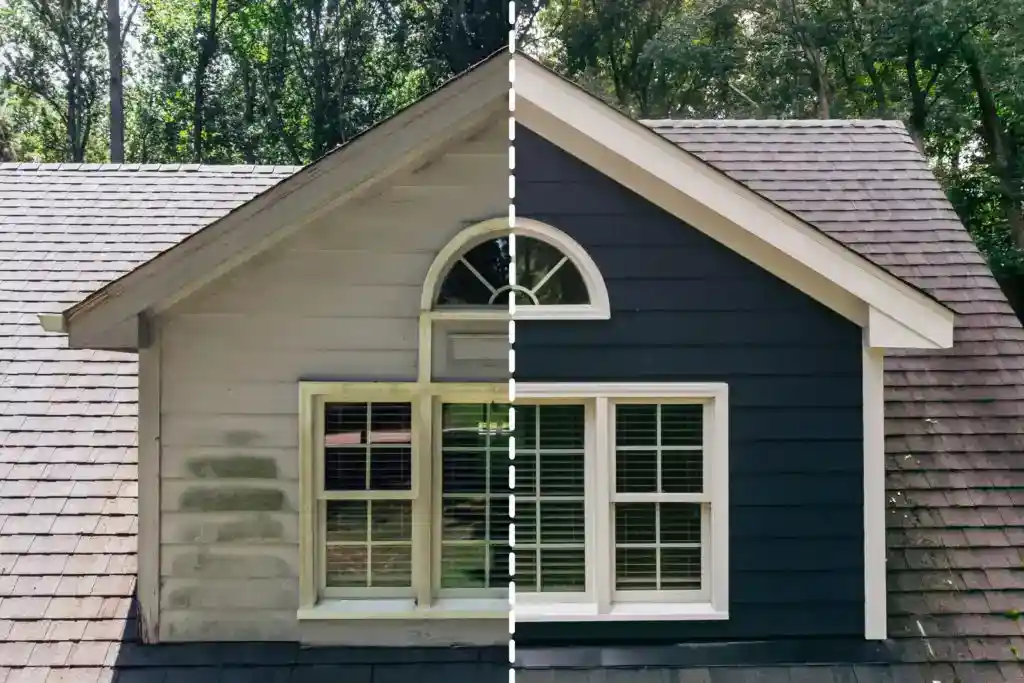 Old vs new siding installation showing exterior home improvement in Boston area