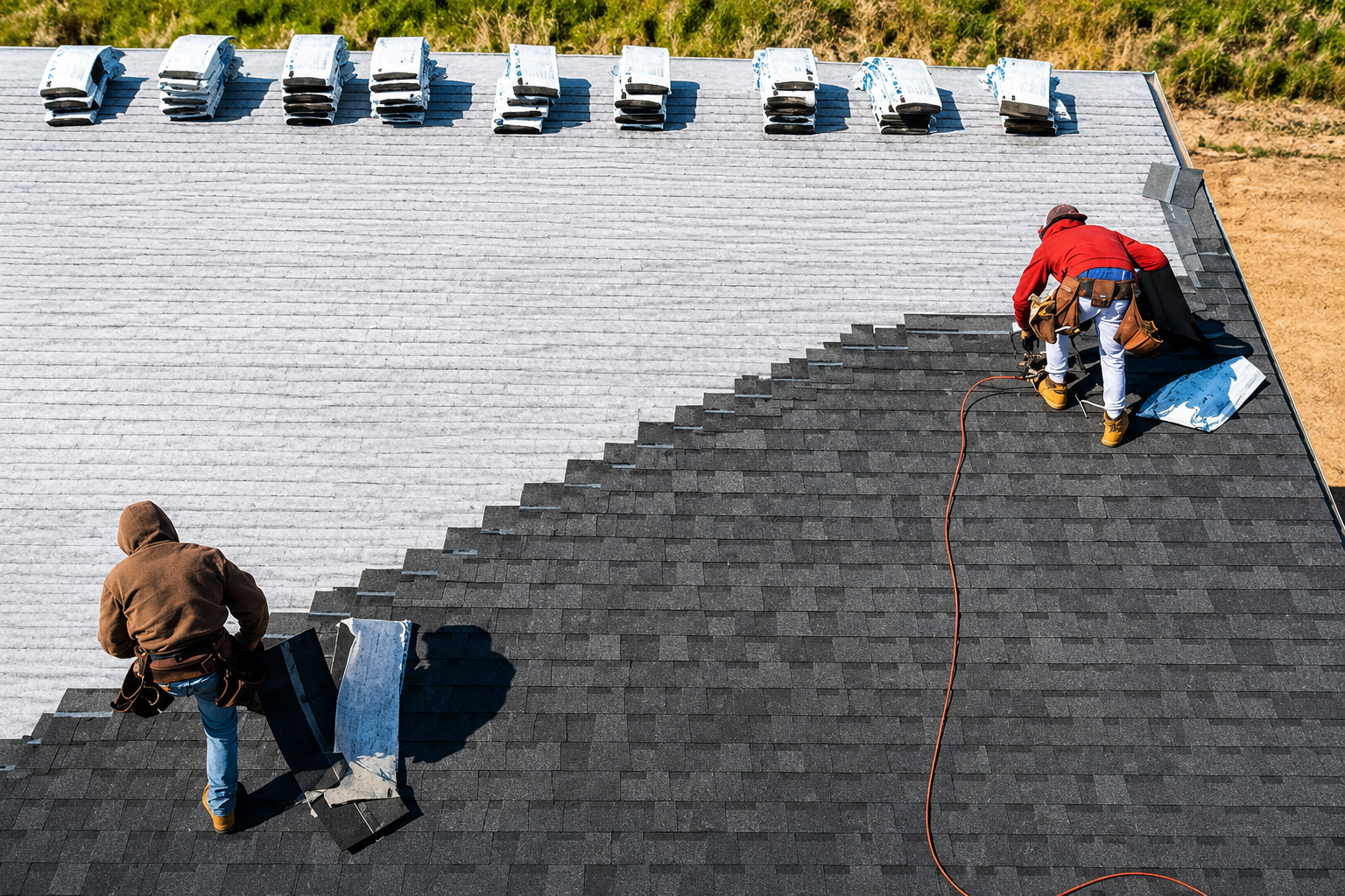 Roof inspection on a tile roof to check for repair or replacement needs