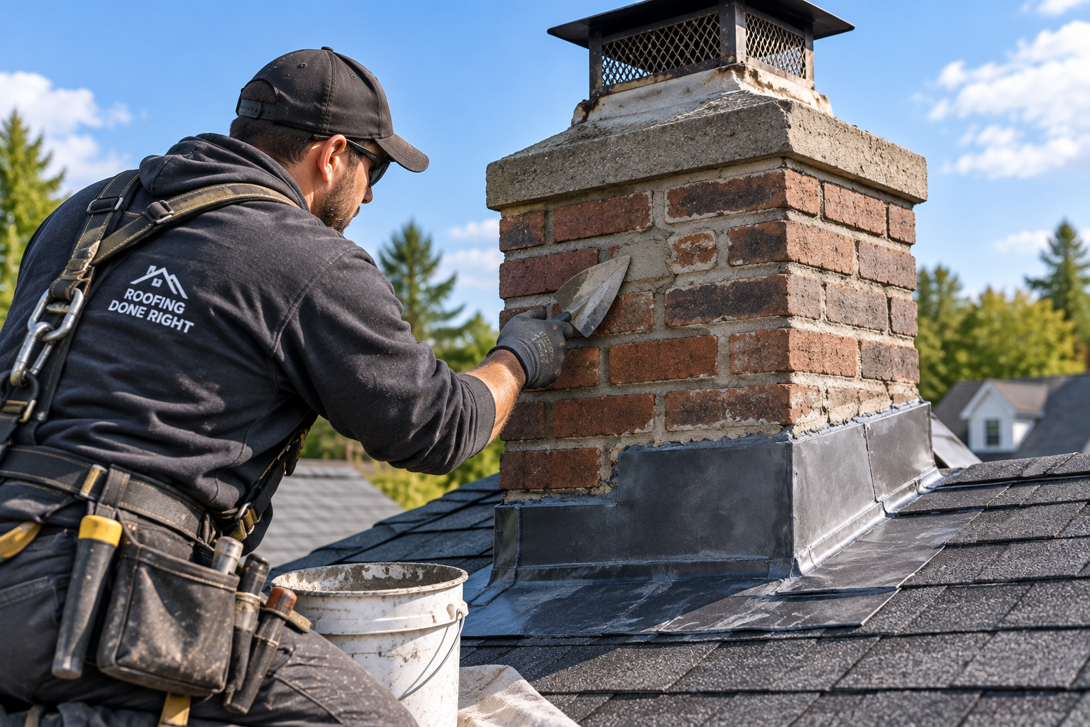 Chimney flashing repair