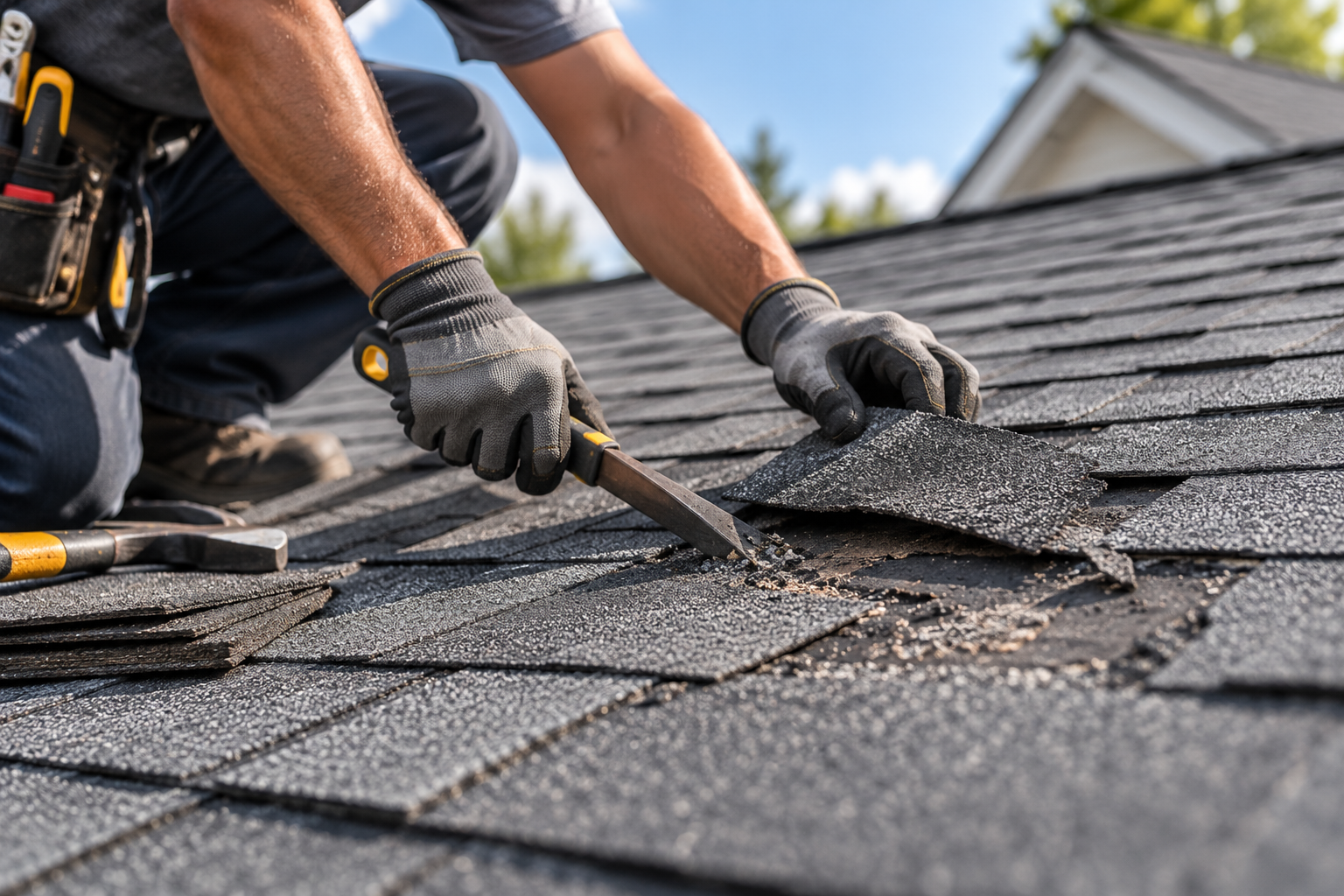 Roof repair in progress