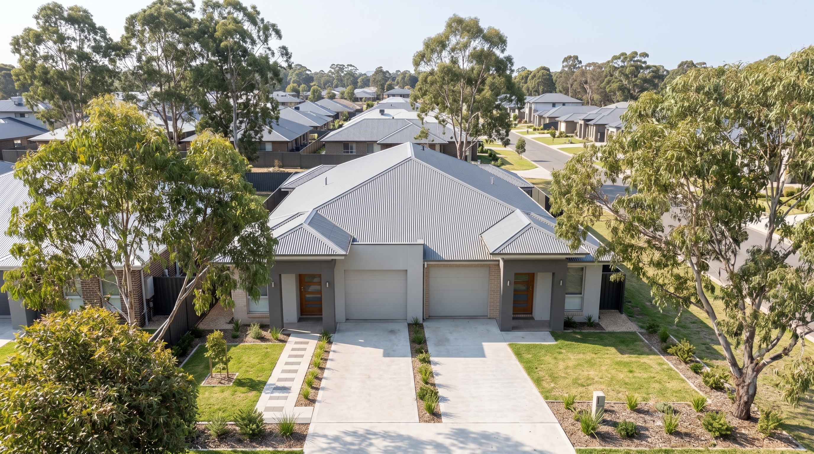 Aerial view of Andrew and Lisa's duplex project