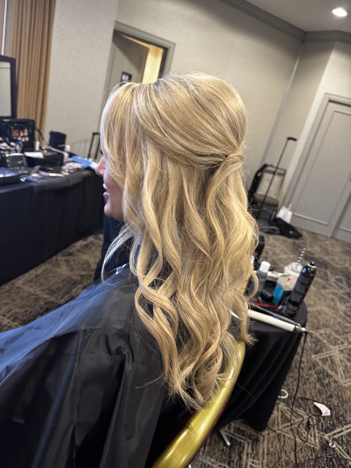 Inside the on-site glam suite at the event