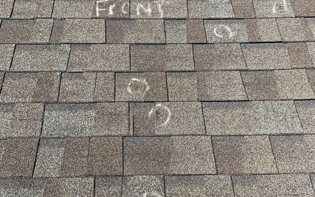 Hail damage on a 19-year-old roof in Trophy Club