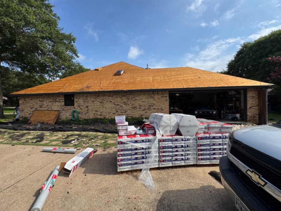 Tear-off day on a Grapevine roof