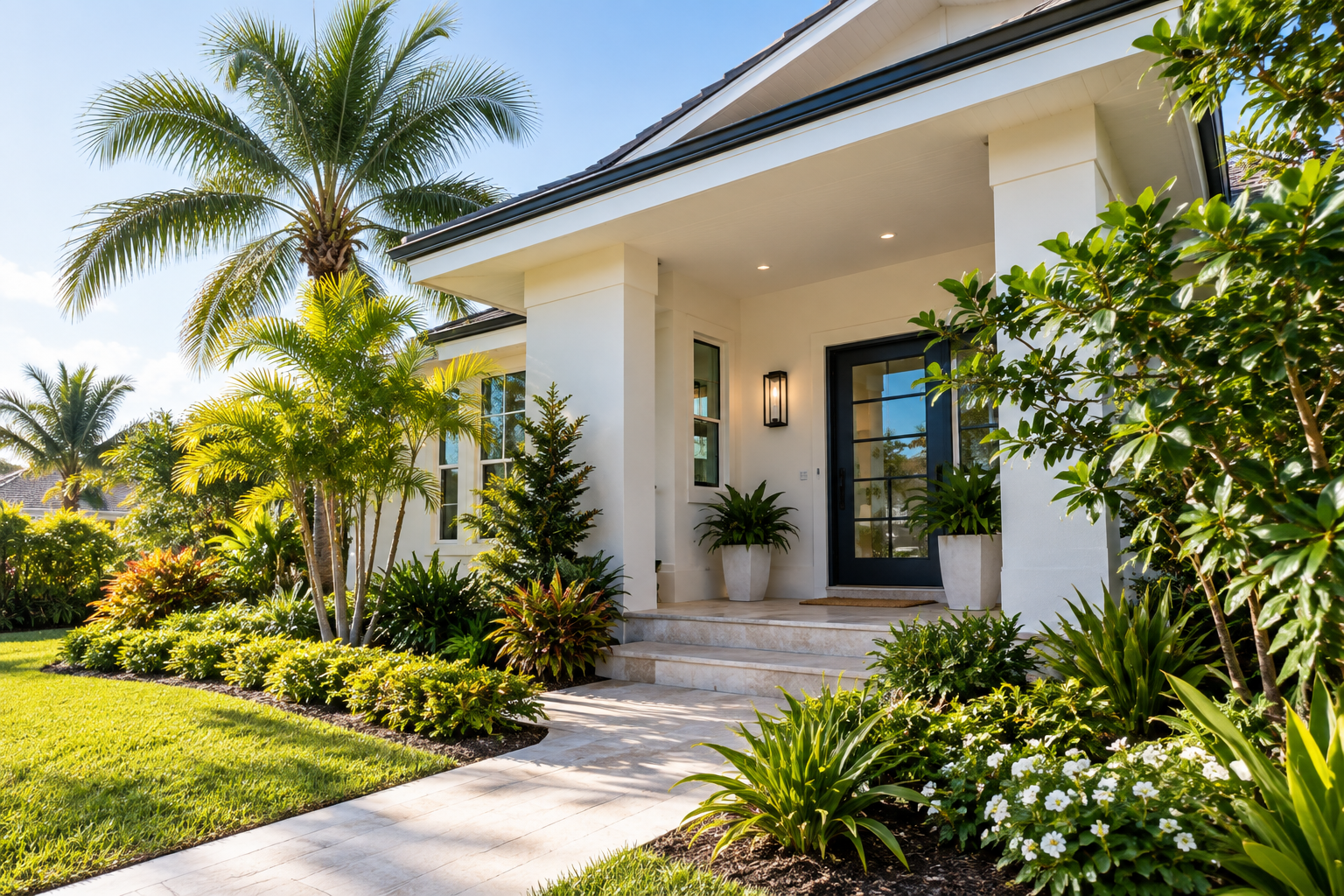 Sunlit Florida home with tropical landscaping