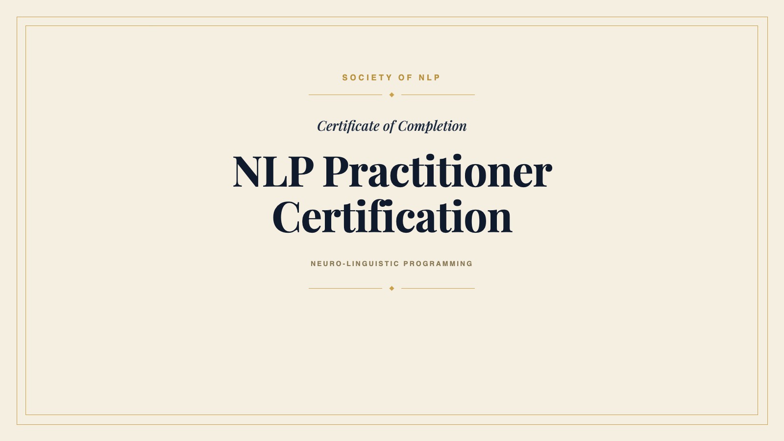 NLP Practitioner Certification cover