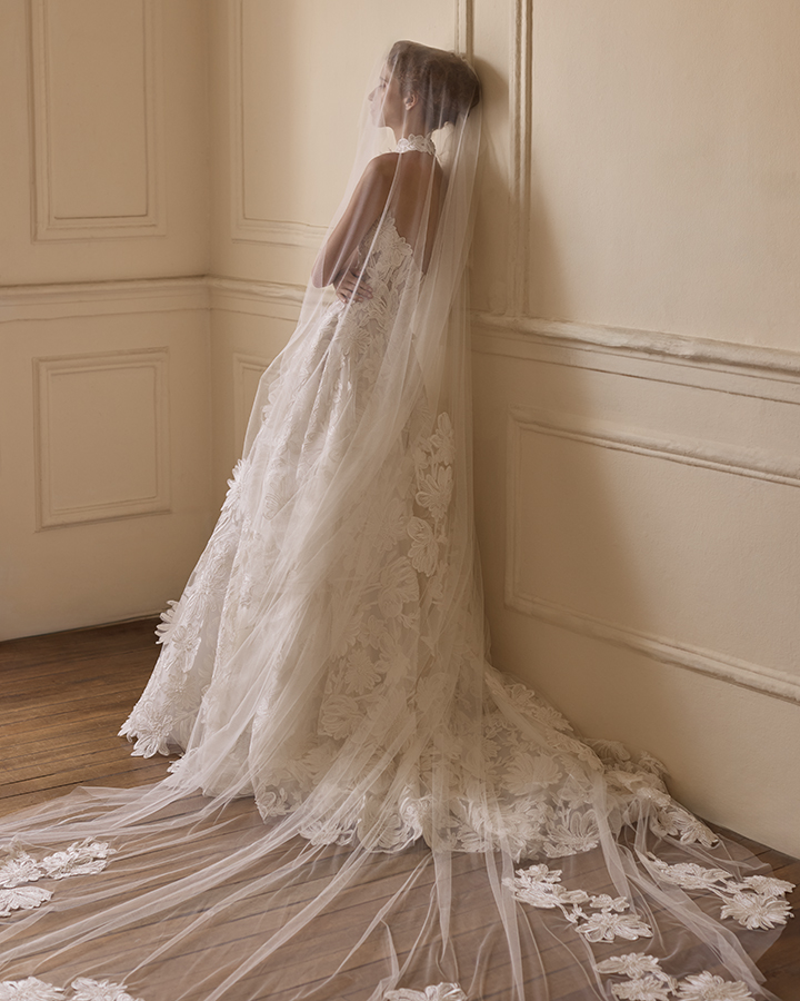 Francesca Miranda camelia with veil exclusive wedding gowns bay area