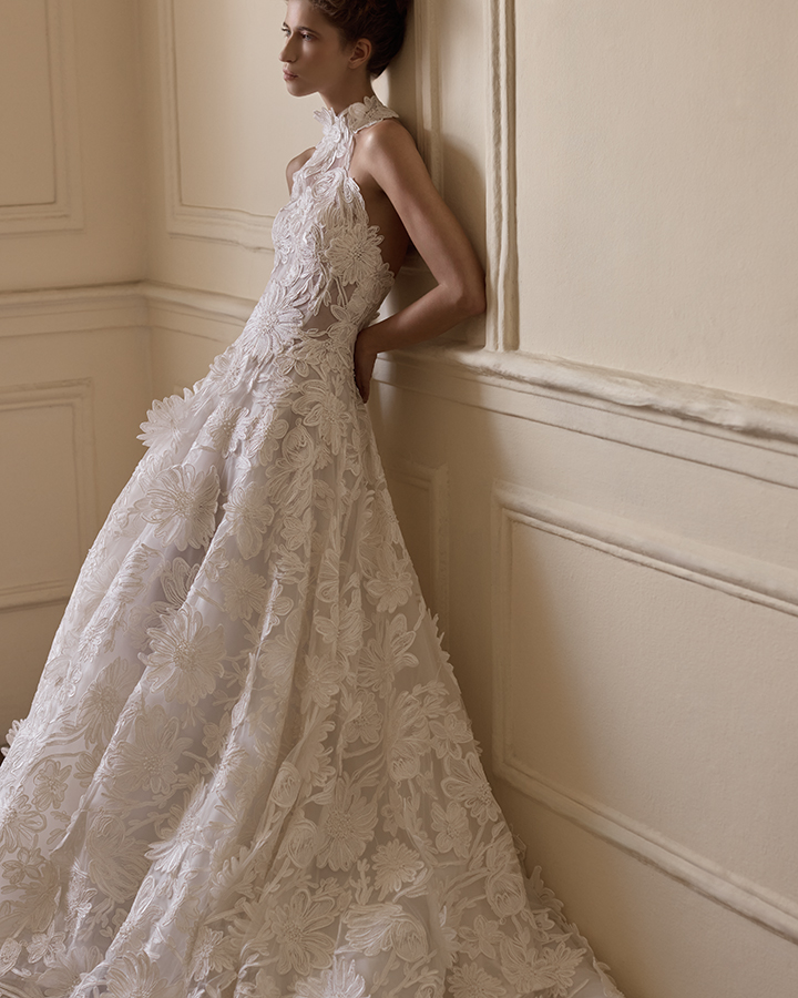 Francesca Miranda camelia side view exclusive wedding gowns bay area