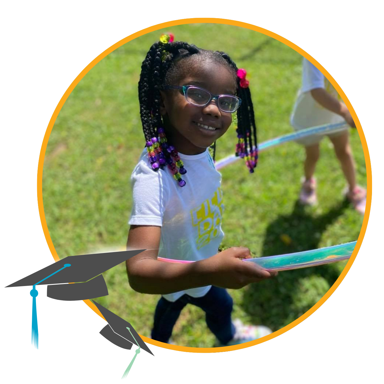 infant girl playing hula hoop