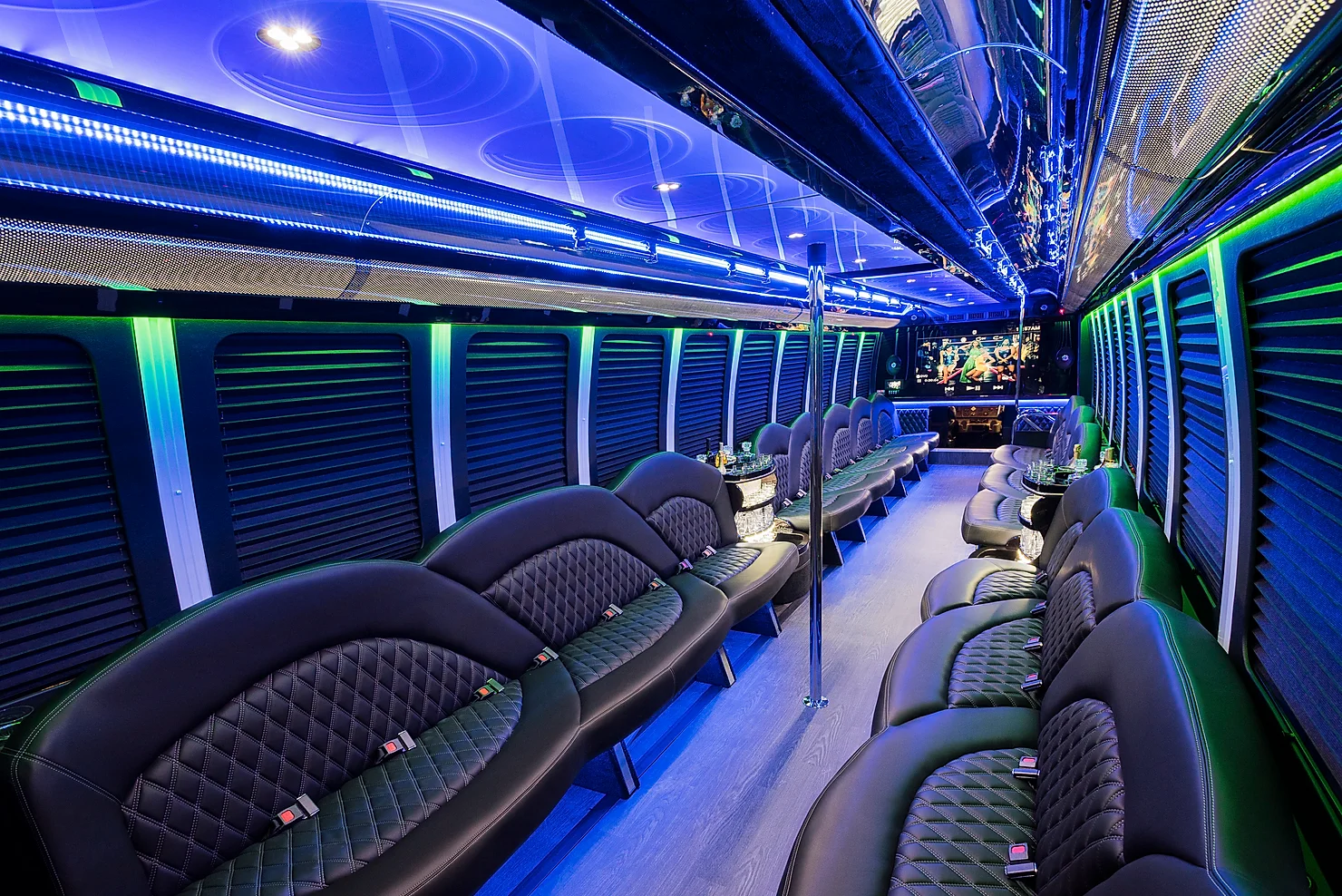 Large party bus interior Houston