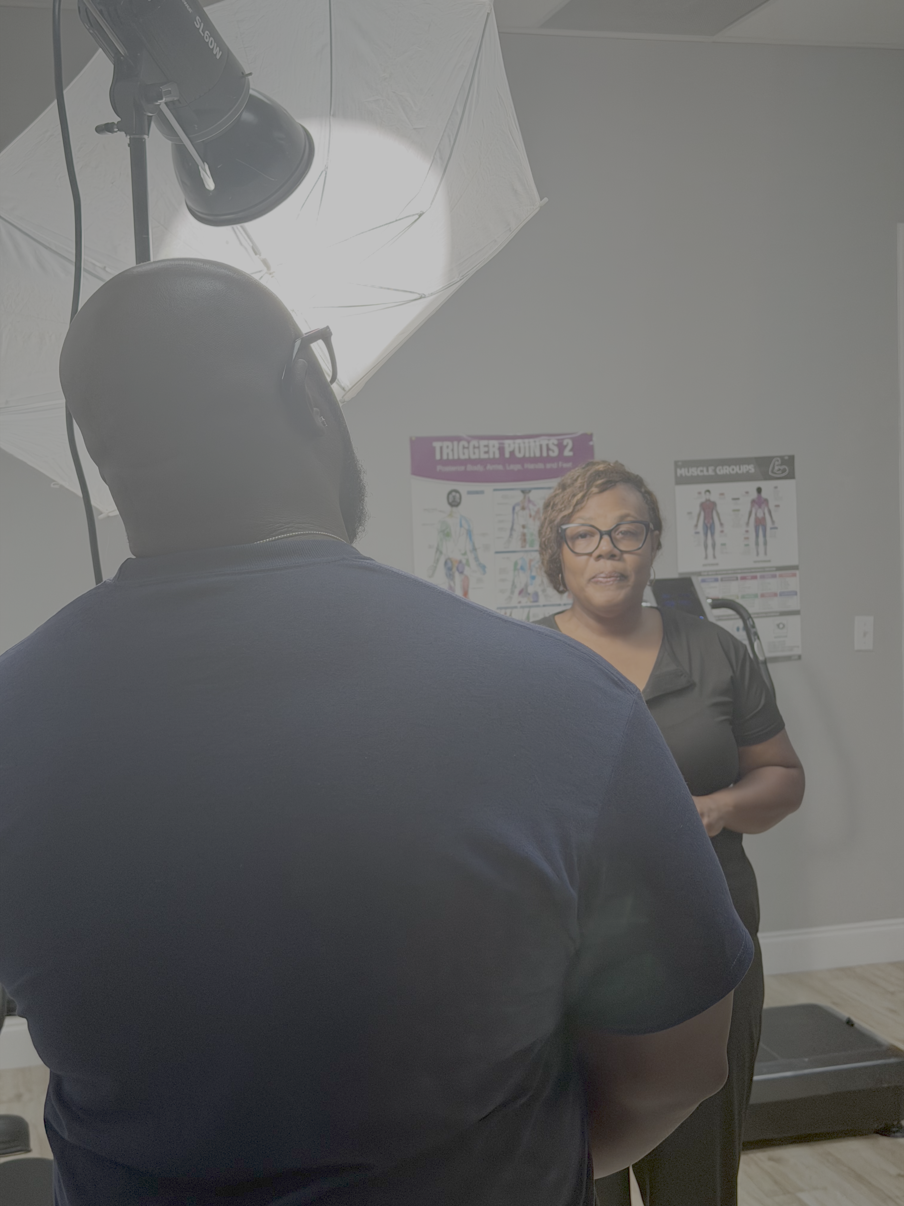 Adjustify production crew on location at a chiropractic practice