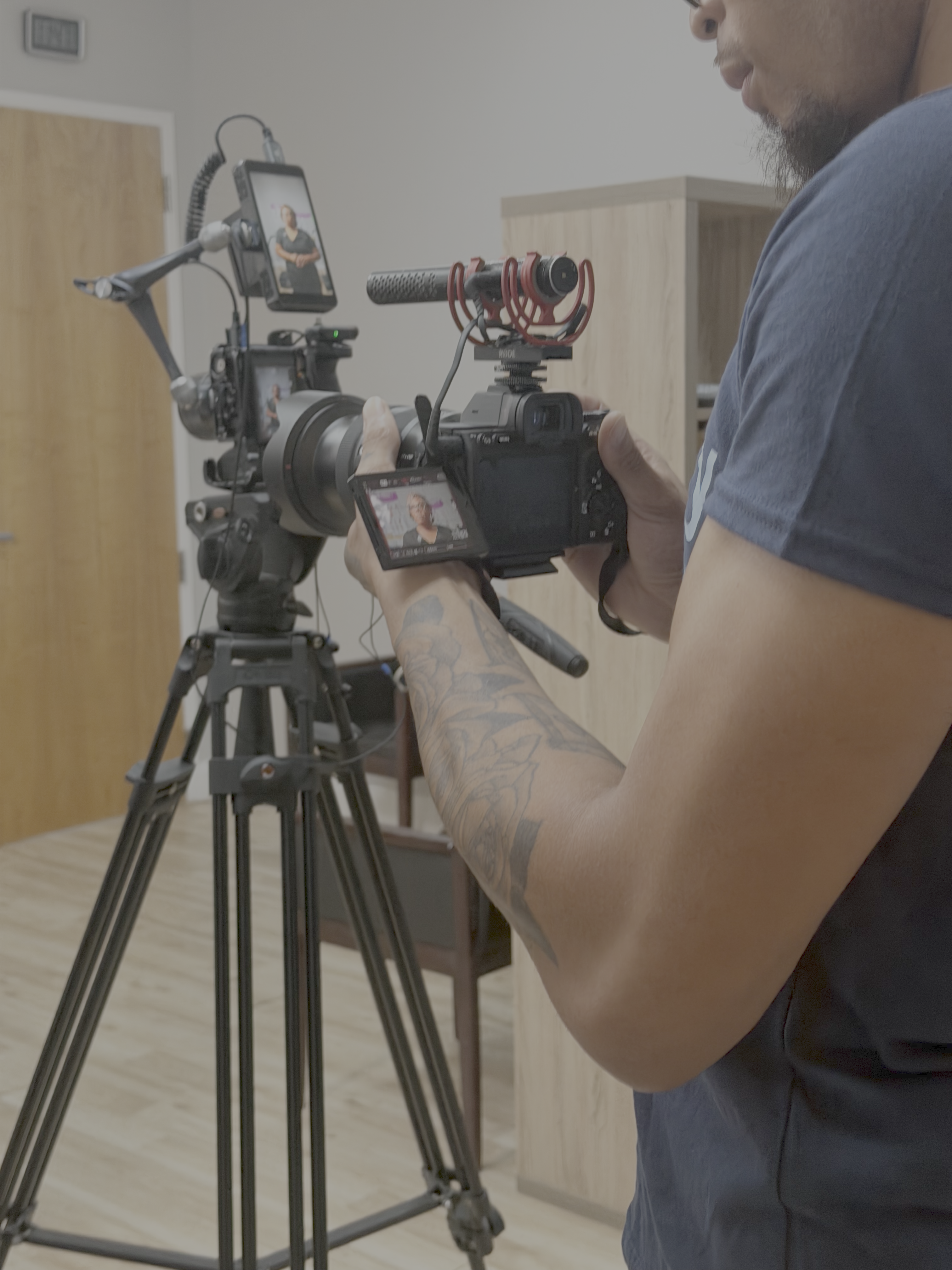 Adjustify production crew on location at a chiropractic practice