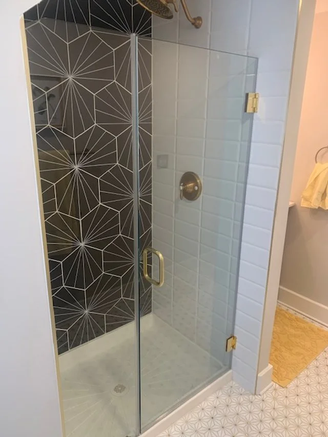 Door and panel with Satin Brass hardware