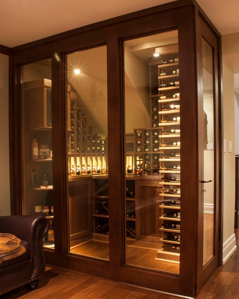 Wine room with framed glass