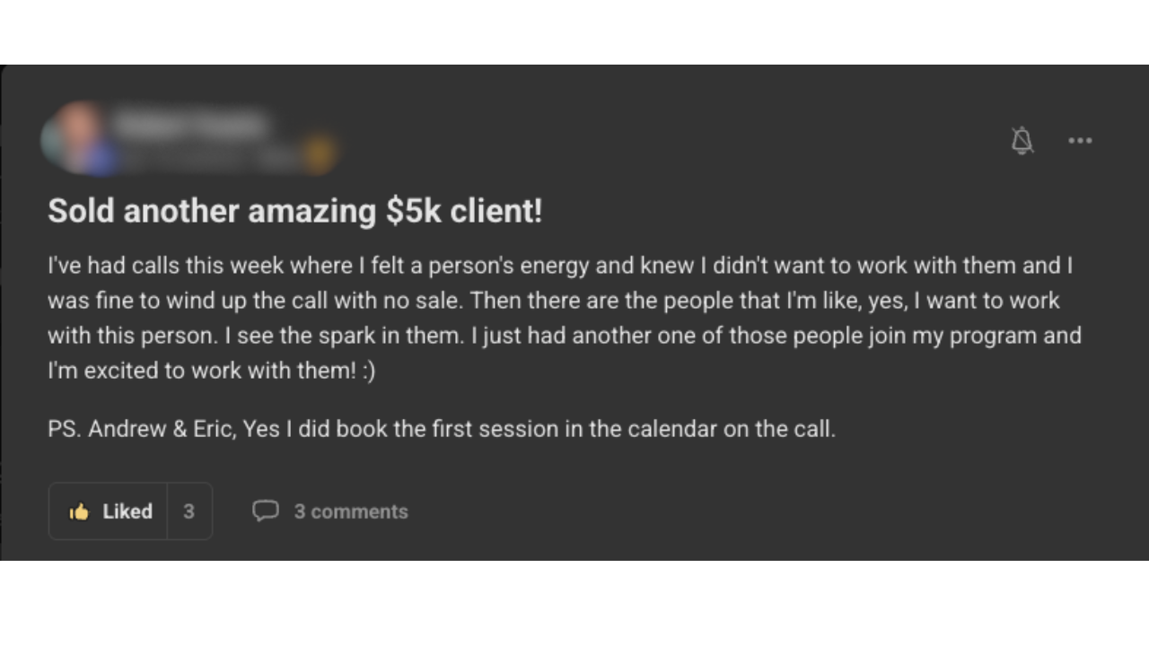 Client testimonial