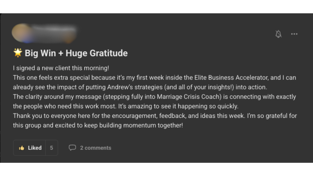 Client testimonial