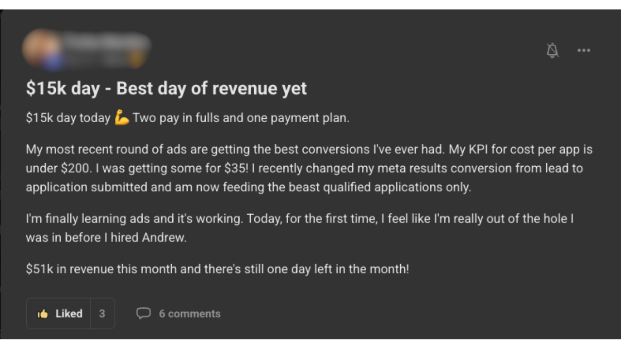 Client testimonial