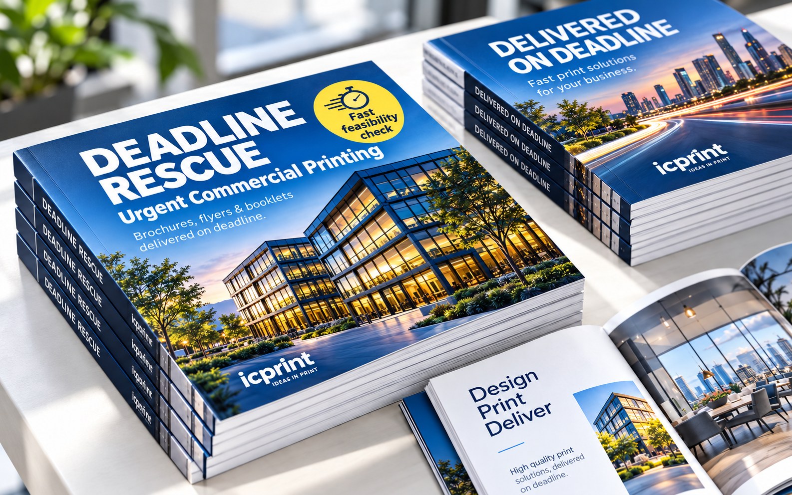 Deadline Rescue urgent commercial printing: brochures, flyers and booklets delivered on deadline