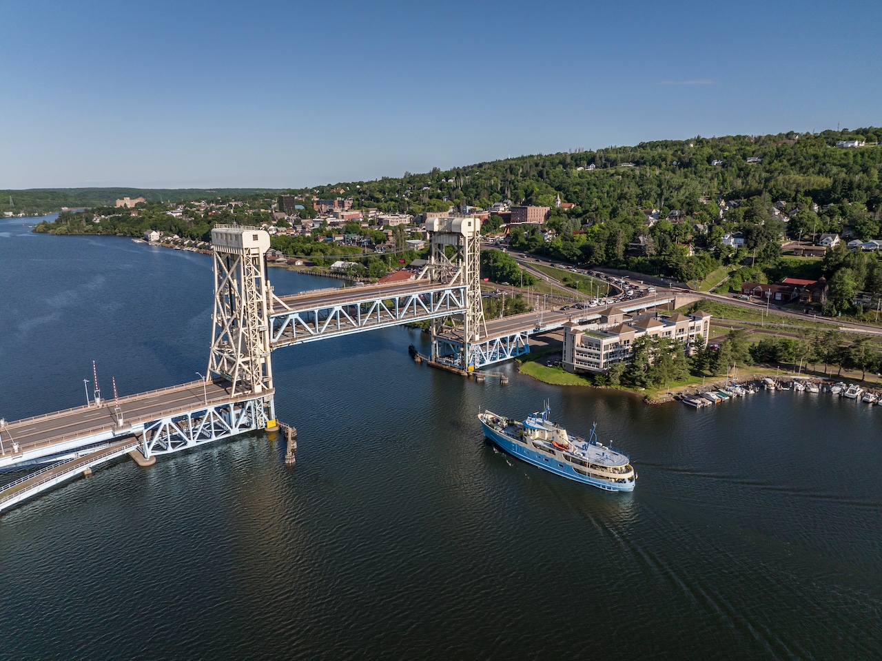 Aerial view of Portage Lake and the Keweenaw Peninsula