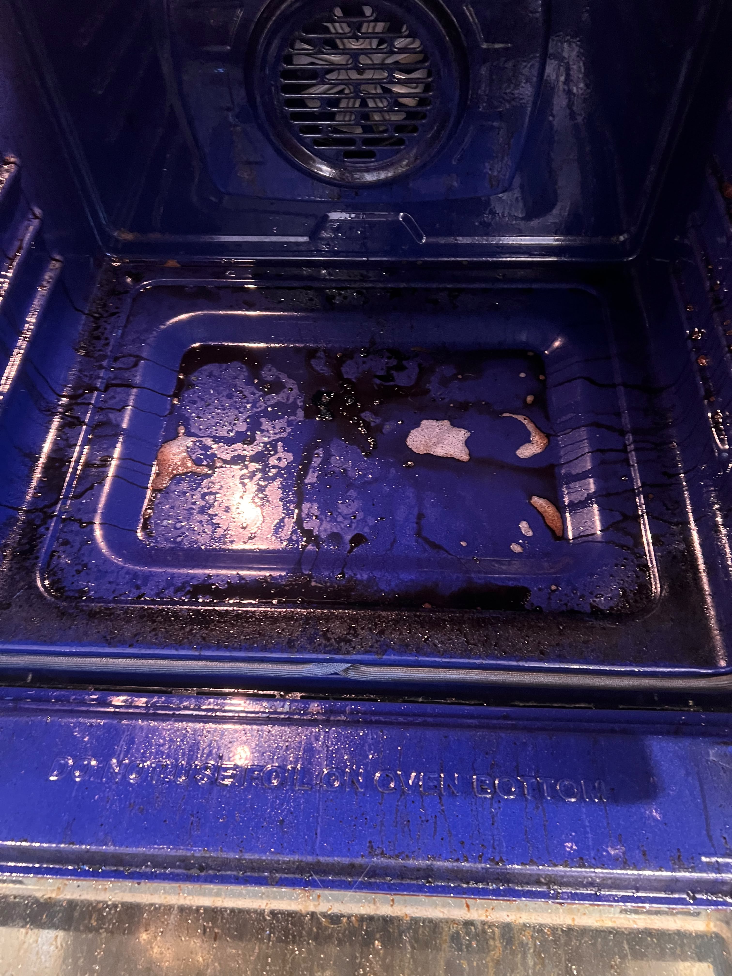 Oven before cleaning — heavily soiled interior