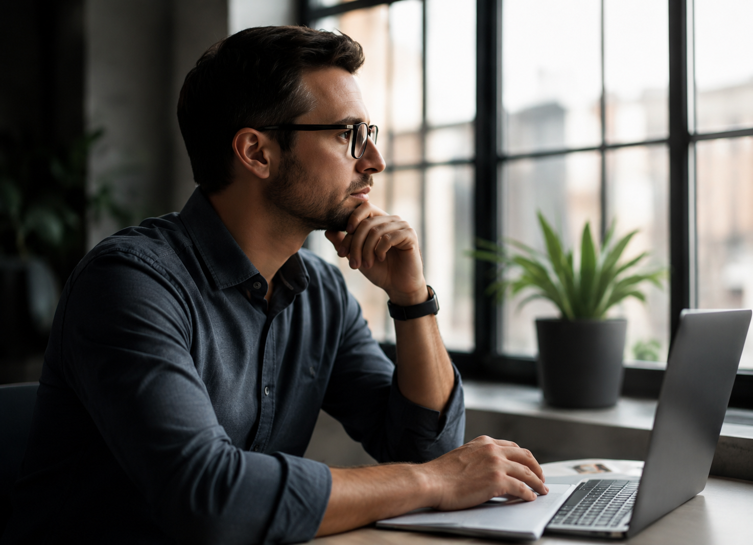 Entrepreneur thinking through a business idea