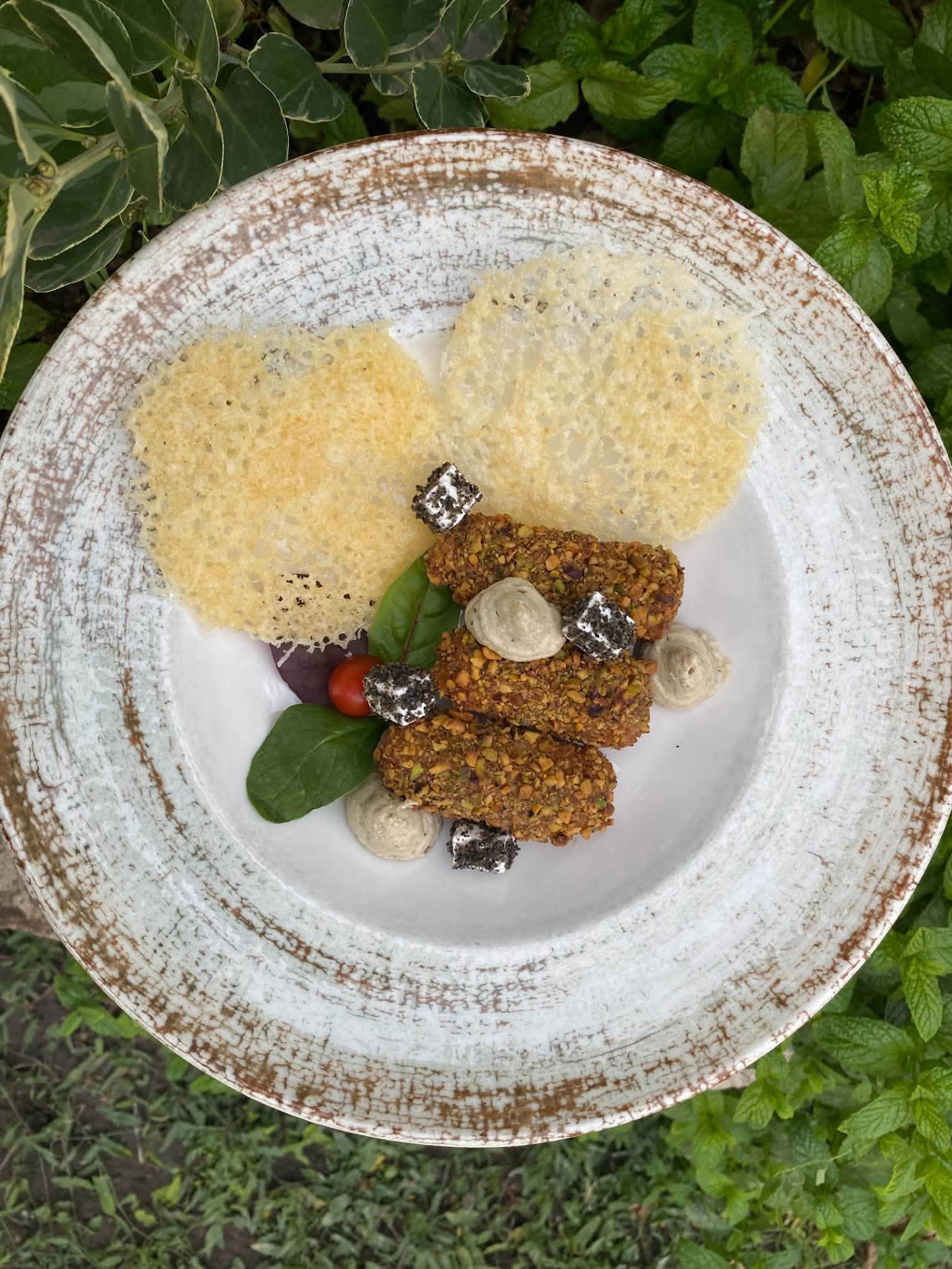 Mascarponés erdei gomba consommé, ricottás padlizsán cannelloni, parmezán
