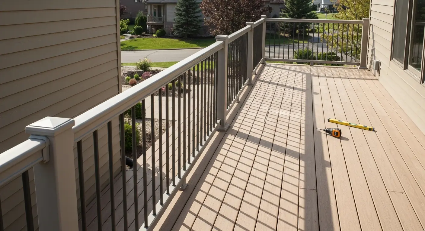 Remodeled deck with new railings