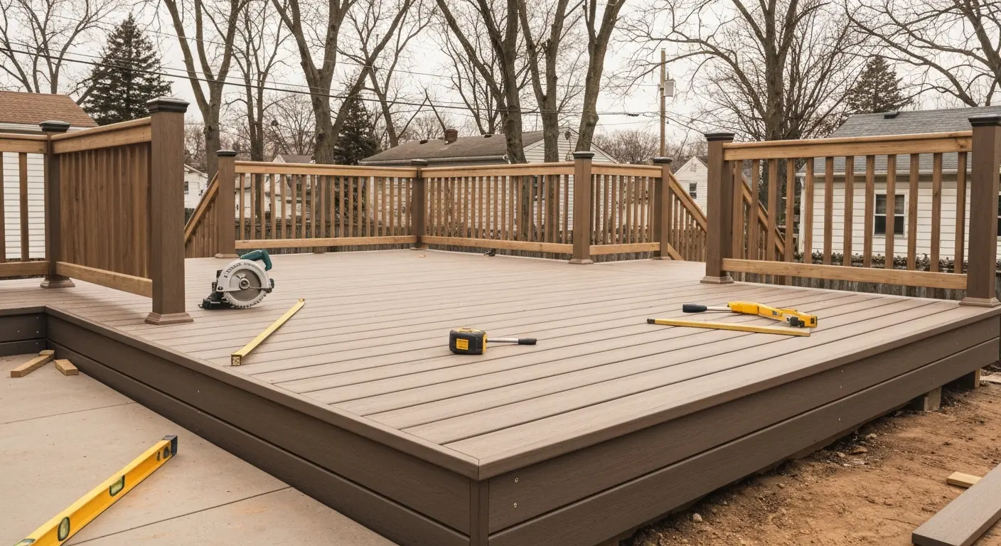 New deck construction in East Amherst