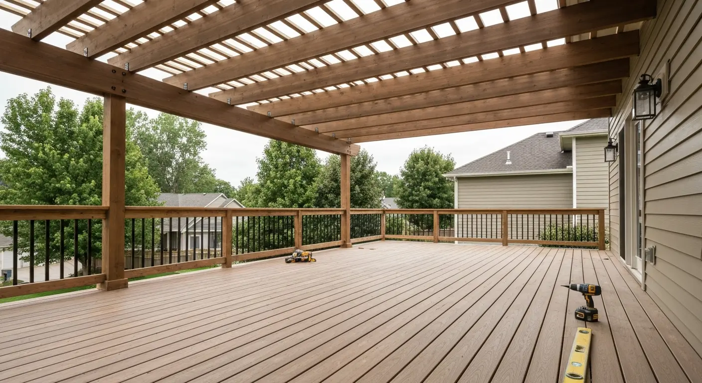 Covered deck with pergola