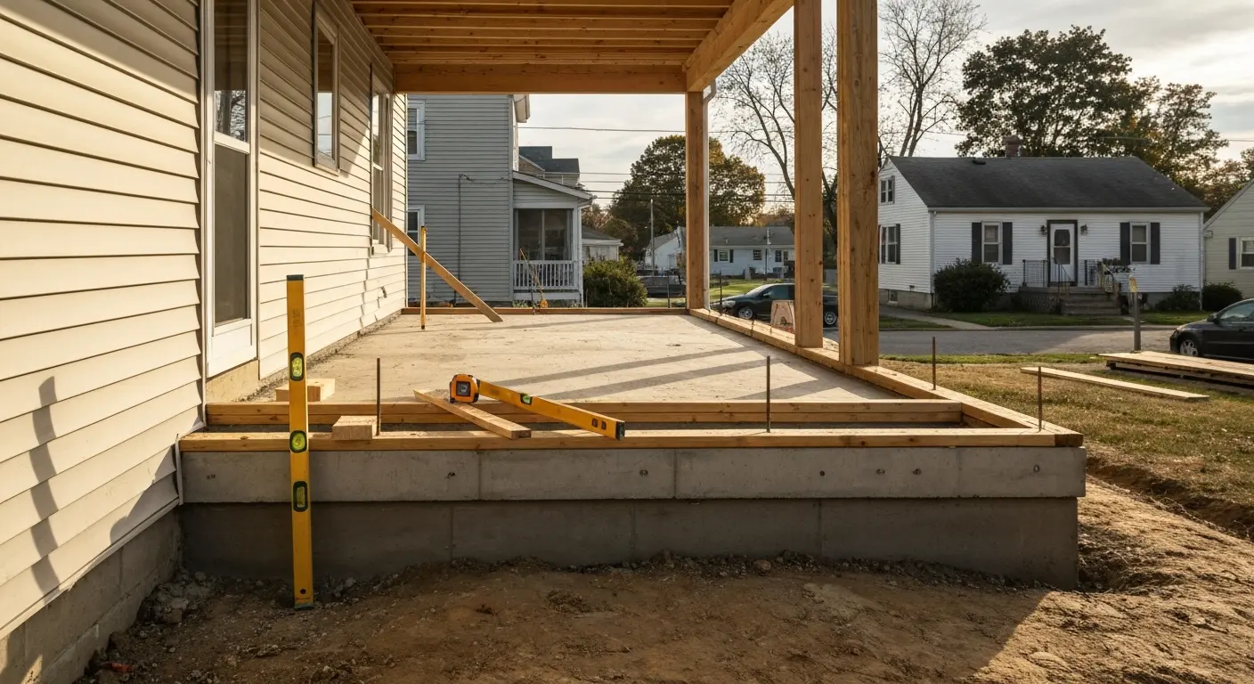 New porch construction project