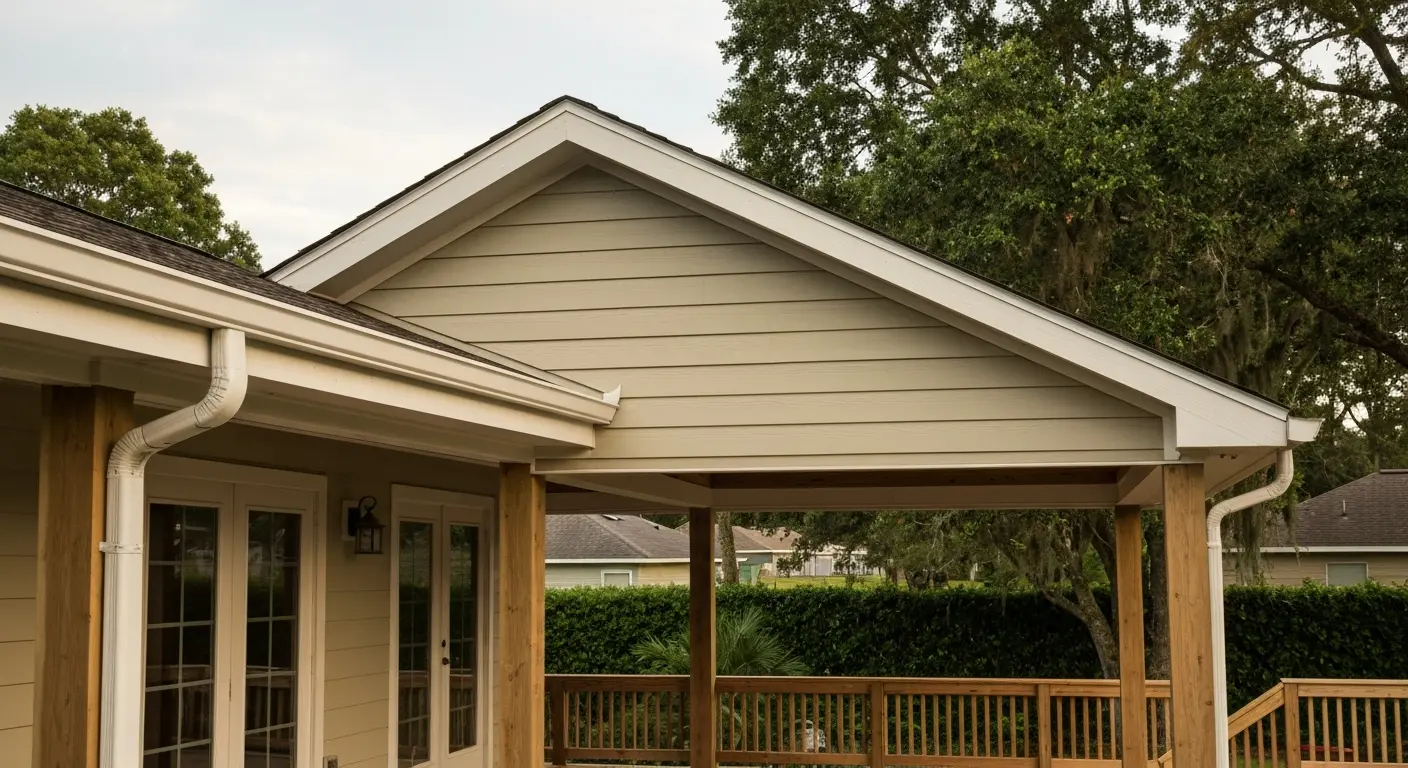 Covered deck with gable roof