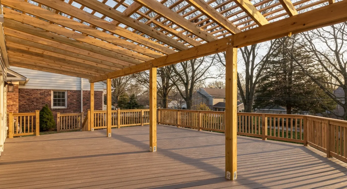 Covered deck with pergola
