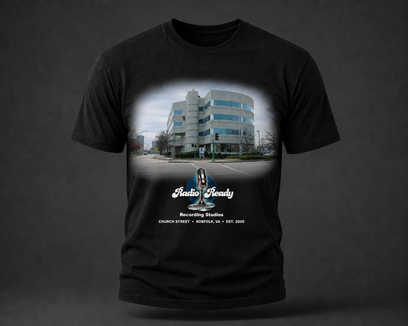 Radio Ready Recording Studios Reunion Shirt featuring the 645 Church Street building